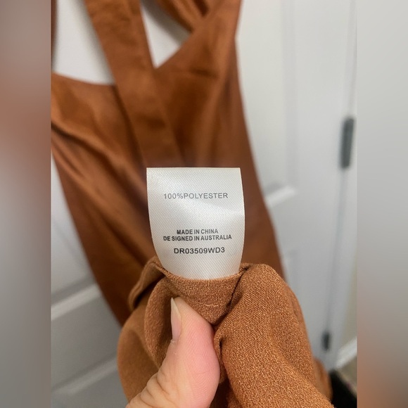 Women’s Meshki Bronze Halter Cutout Maxi Dress With Gold Detail Size Large - Picture 7 of 8